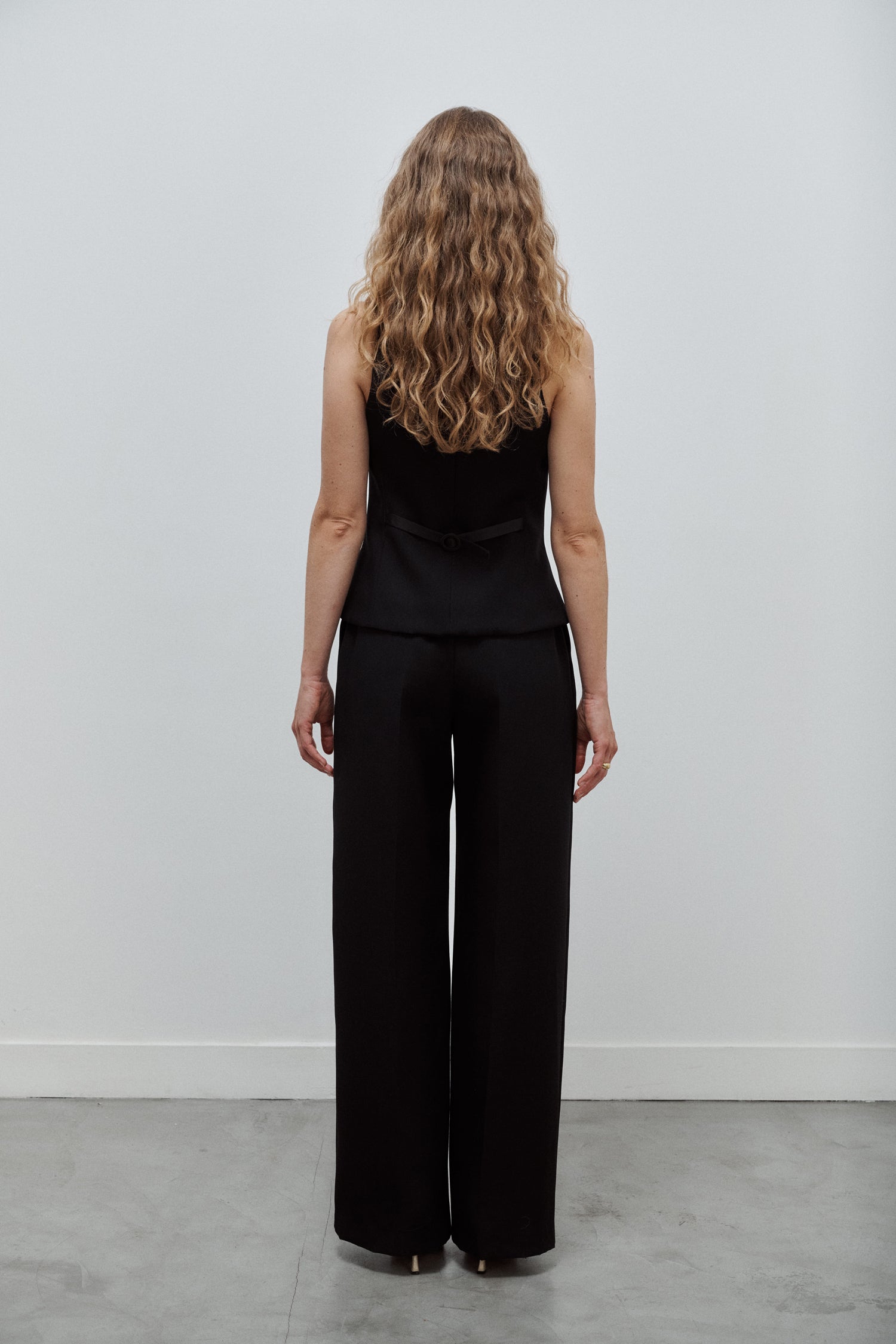 pantalon de smoking femme grain de poudre noir Made in France par Facettes Studio