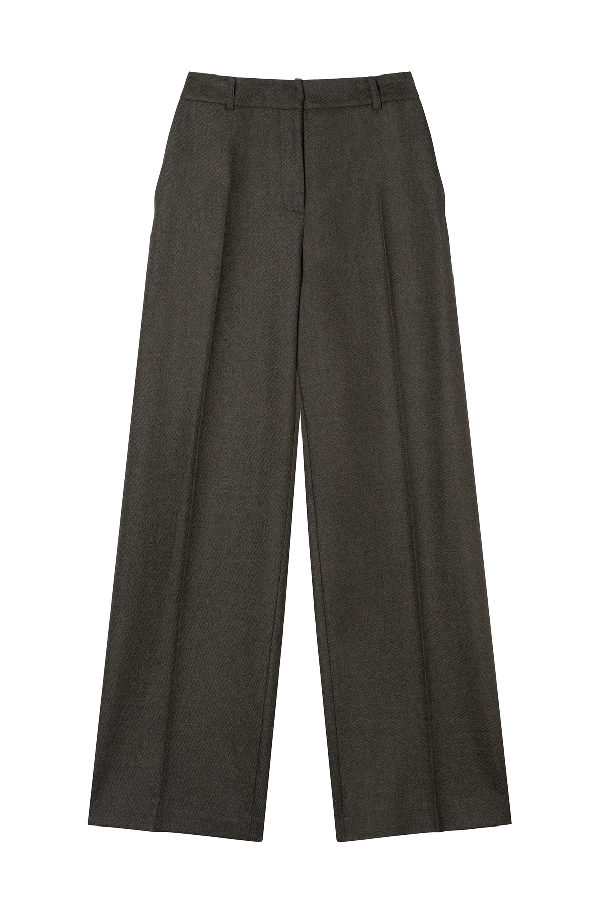 pantalon tailleur femme flanelle de laine vert forêt Made in France par Facettes Studio