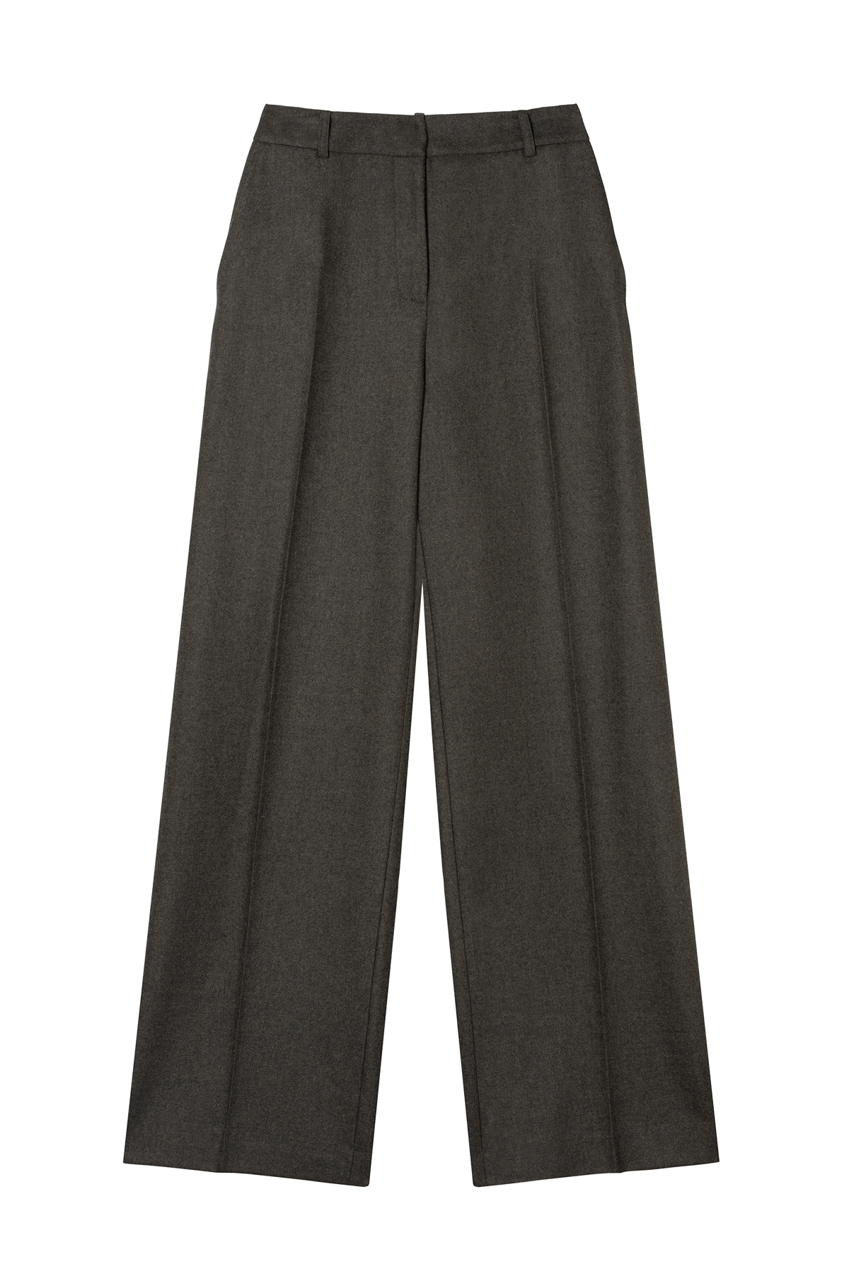 pantalon tailleur femme flanelle de laine vert forêt Made in France par Facettes Studio