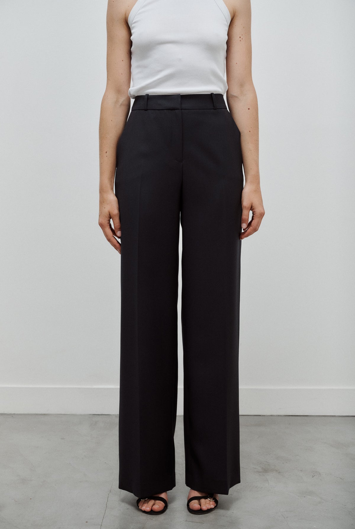 pantalon de tailleur femme twill de laine anthracite Made in France par Facettes Studio
