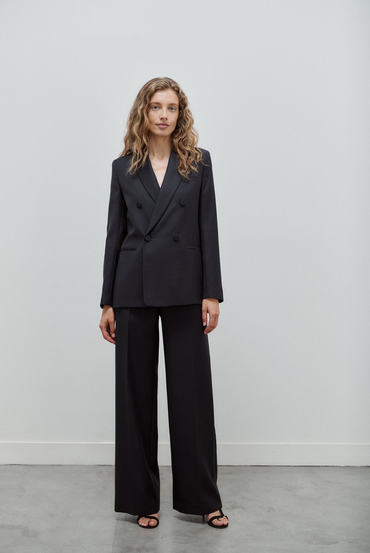 pantalon de tailleur femme twill de laine anthracite Made in France par Facettes Studio