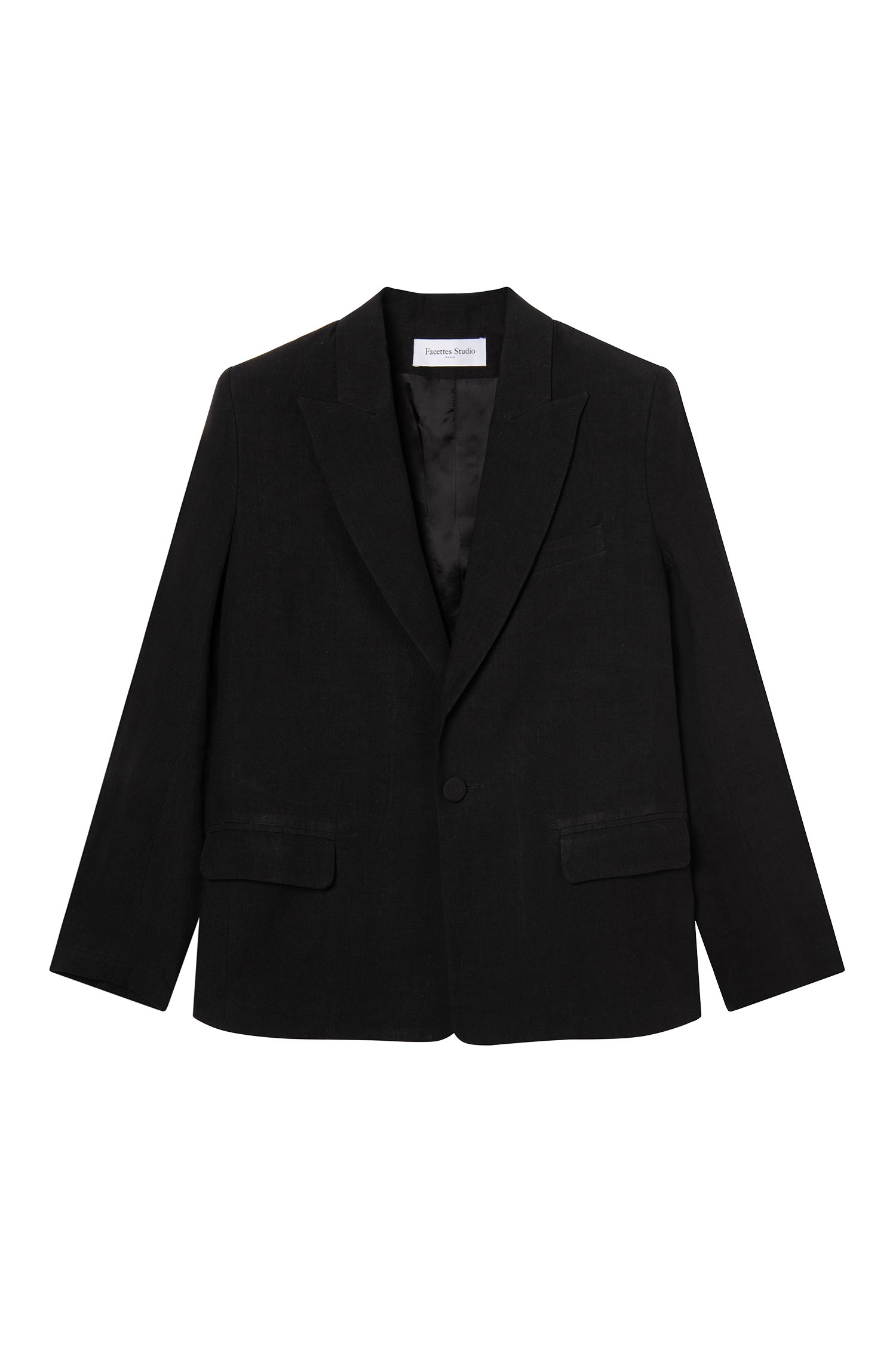 veste blazer femme en toile de lin lavé noir Made in France par Facettes Studio