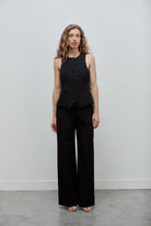 pantalon de smoking femme grain de poudre noir Made in France par Facettes Studio