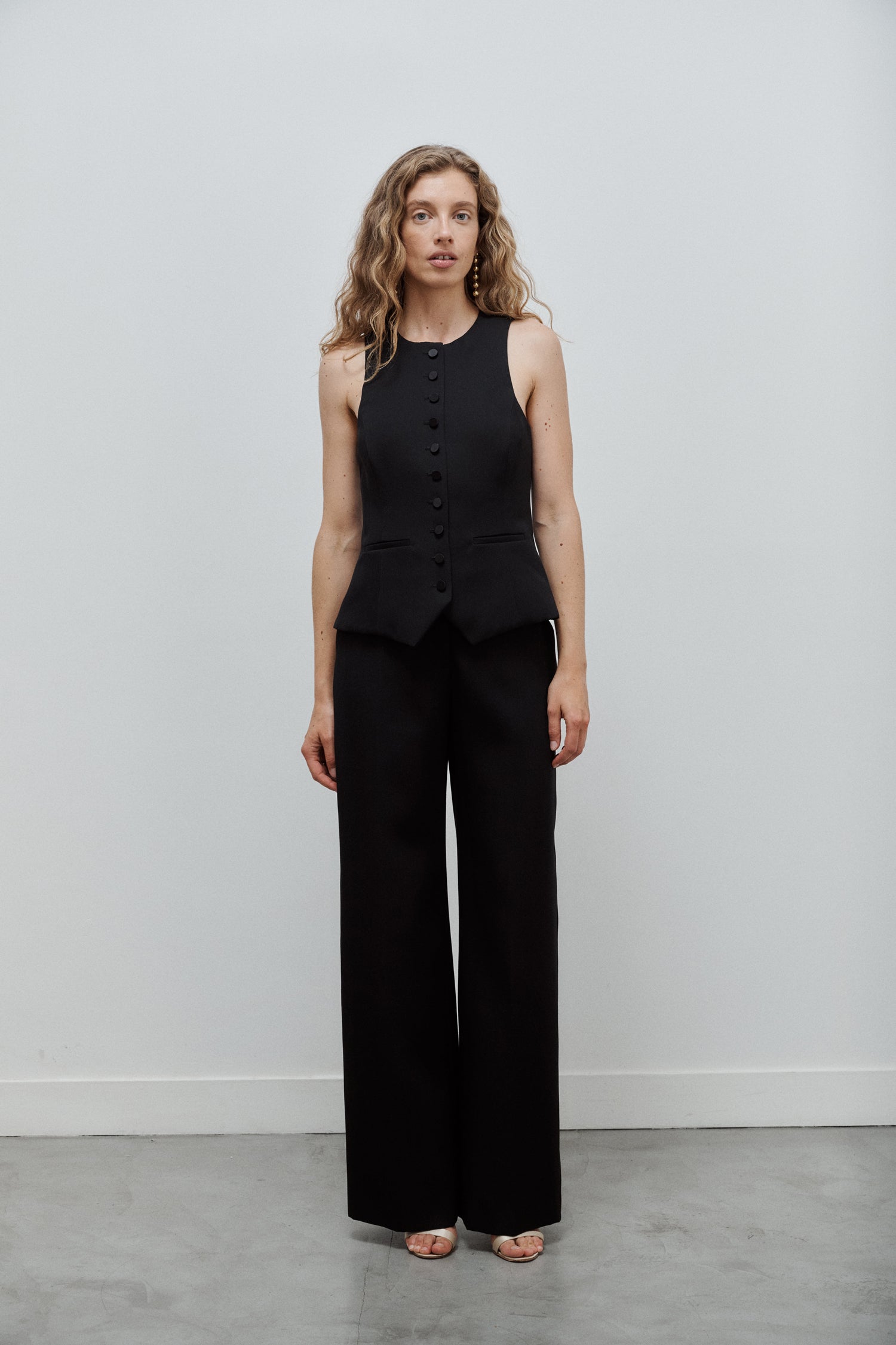 pantalon de smoking femme grain de poudre noir Made in France par Facettes Studio