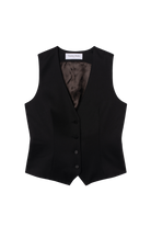 gilet de costume femme grain de poudre noir Made in France par Facettes Studio