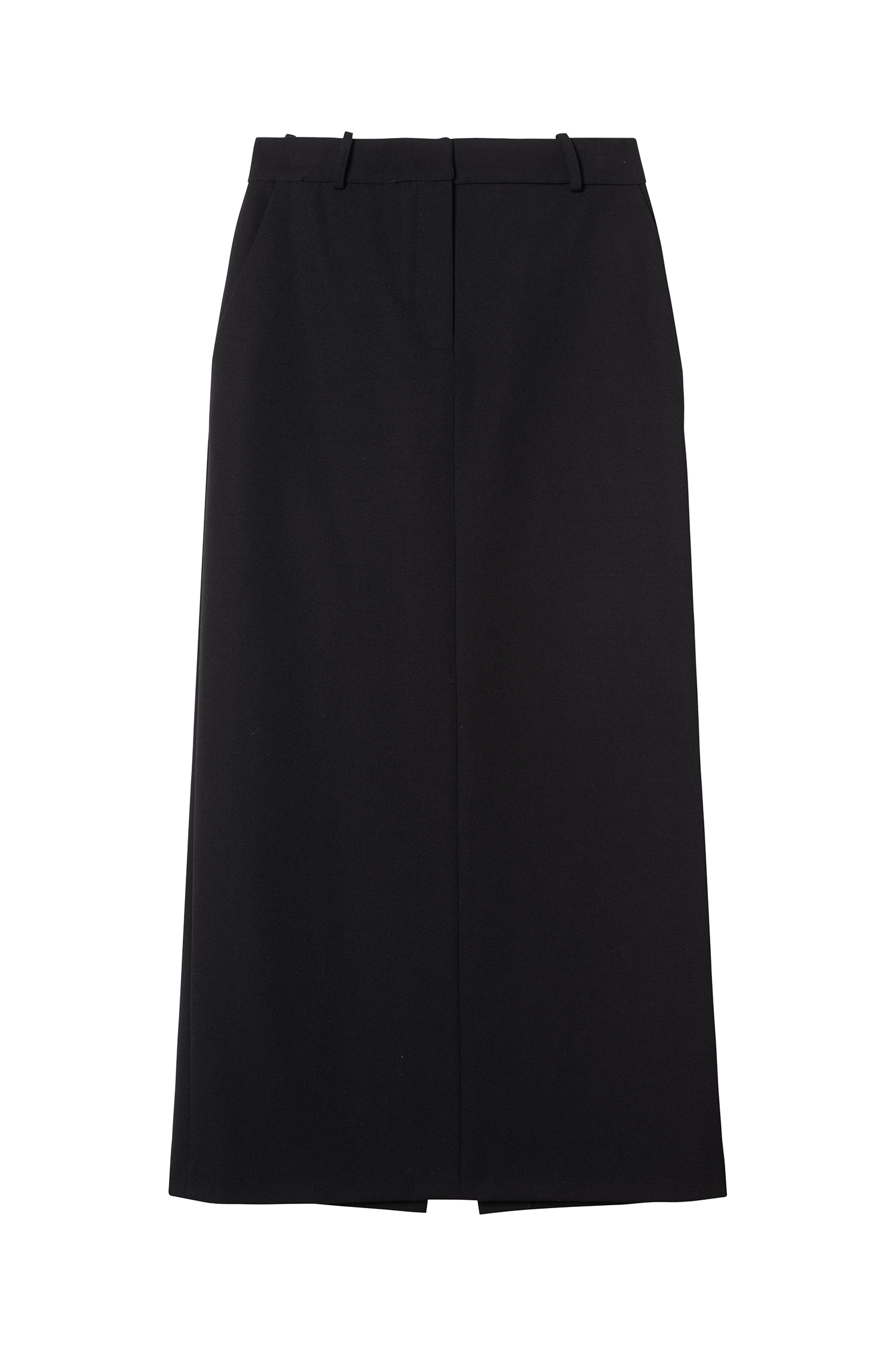 jupe tailleur longue  en gabardine de laine noire - Facettes Studio