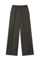 pantalon tailleur femme flanelle de laine vert forêt Made in France par Facettes Studio