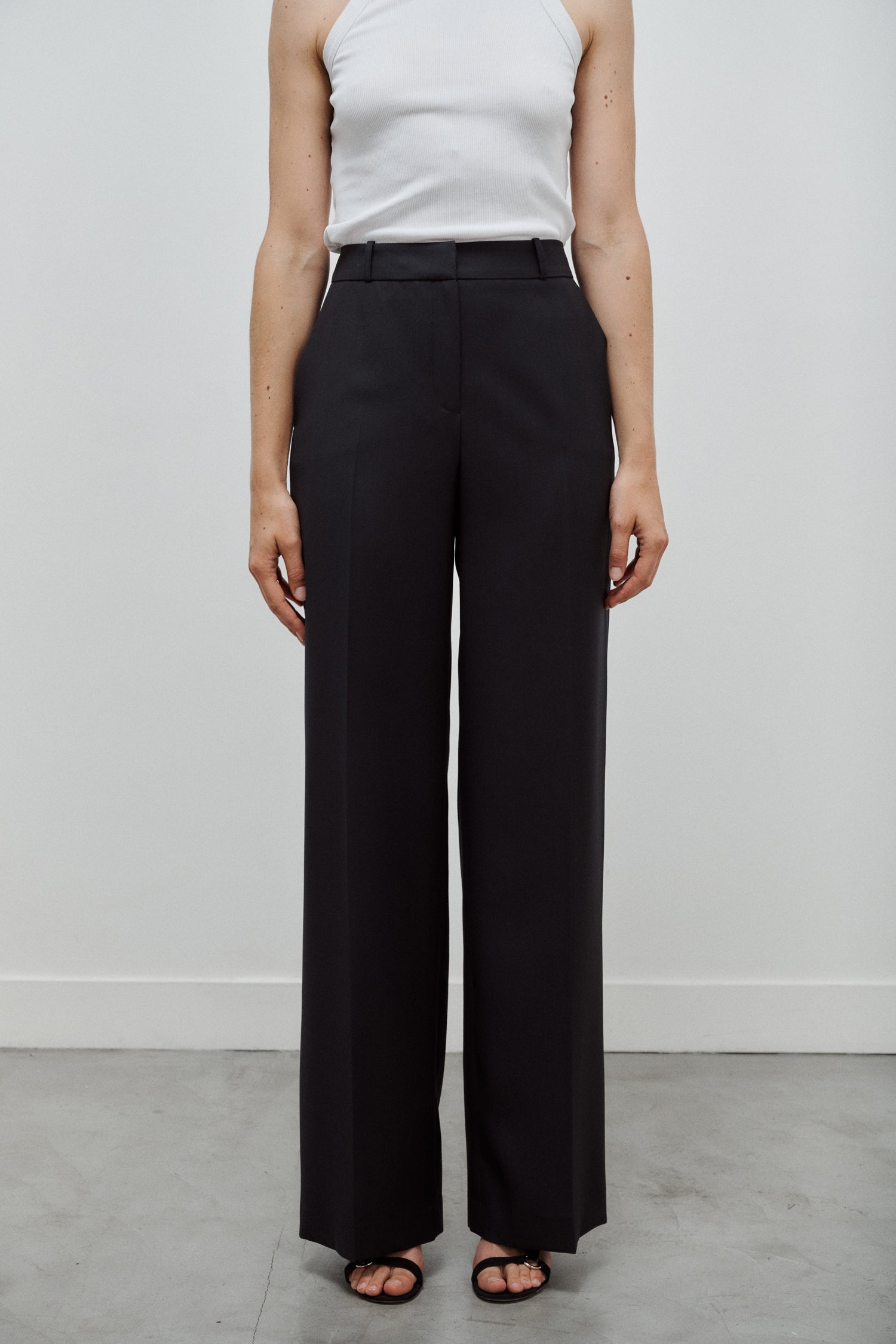 pantalon de tailleur femme twill de laine anthracite Made in France par Facettes Studio