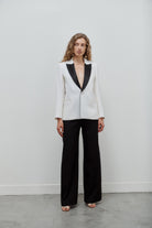 veste smoking femme blanc et noir Made in France par Facettes Studio