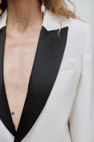 veste smoking femme blanc et noir Made in France par Facettes Studio