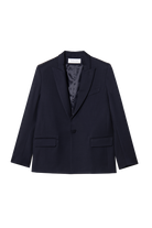 veste blazer femme en gabardine de laine bleu marine Made in France par Facettes Studio