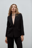 veste blazer Lauren Gabardine noire made in France par Facettes Studio