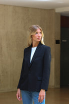 veste blazer Lauren Gabardine noire made in France par Facettes Studio