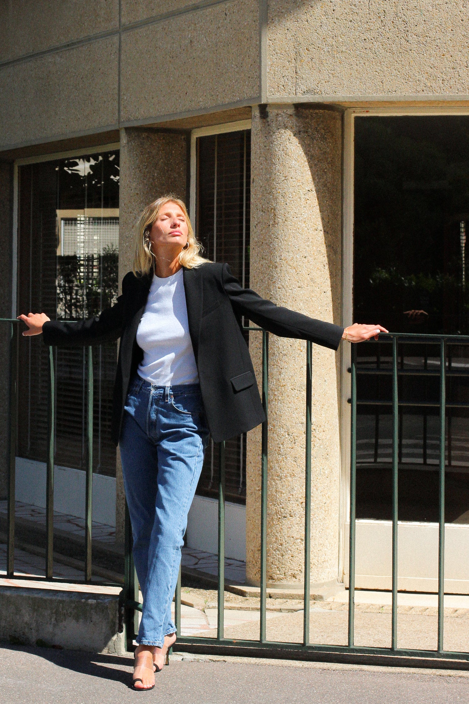 veste blazer Lauren Gabardine noire made in France par Facettes Studio