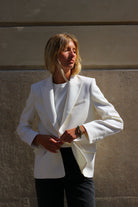 veste blazer Lauren Gabardine blanc cassé made in France par Facettes Studio